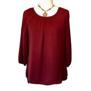OLD NAVY PEASANT TOP ROUND NECKLINE, 3/4 SLEEVES,BACK  KEYHOLE W…s